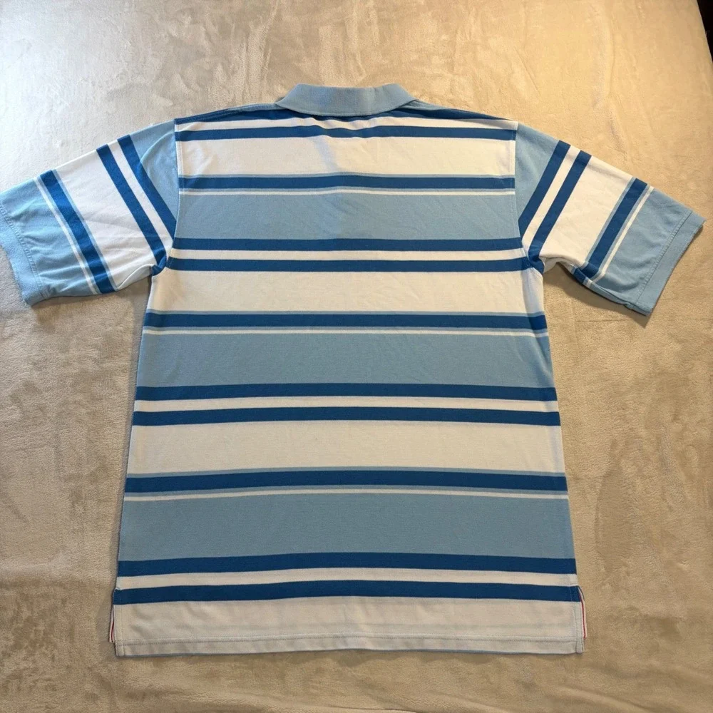 Lacoste Mens 2X Striped Pique Polo Shirt Blue White Short Sleeve Logo Top